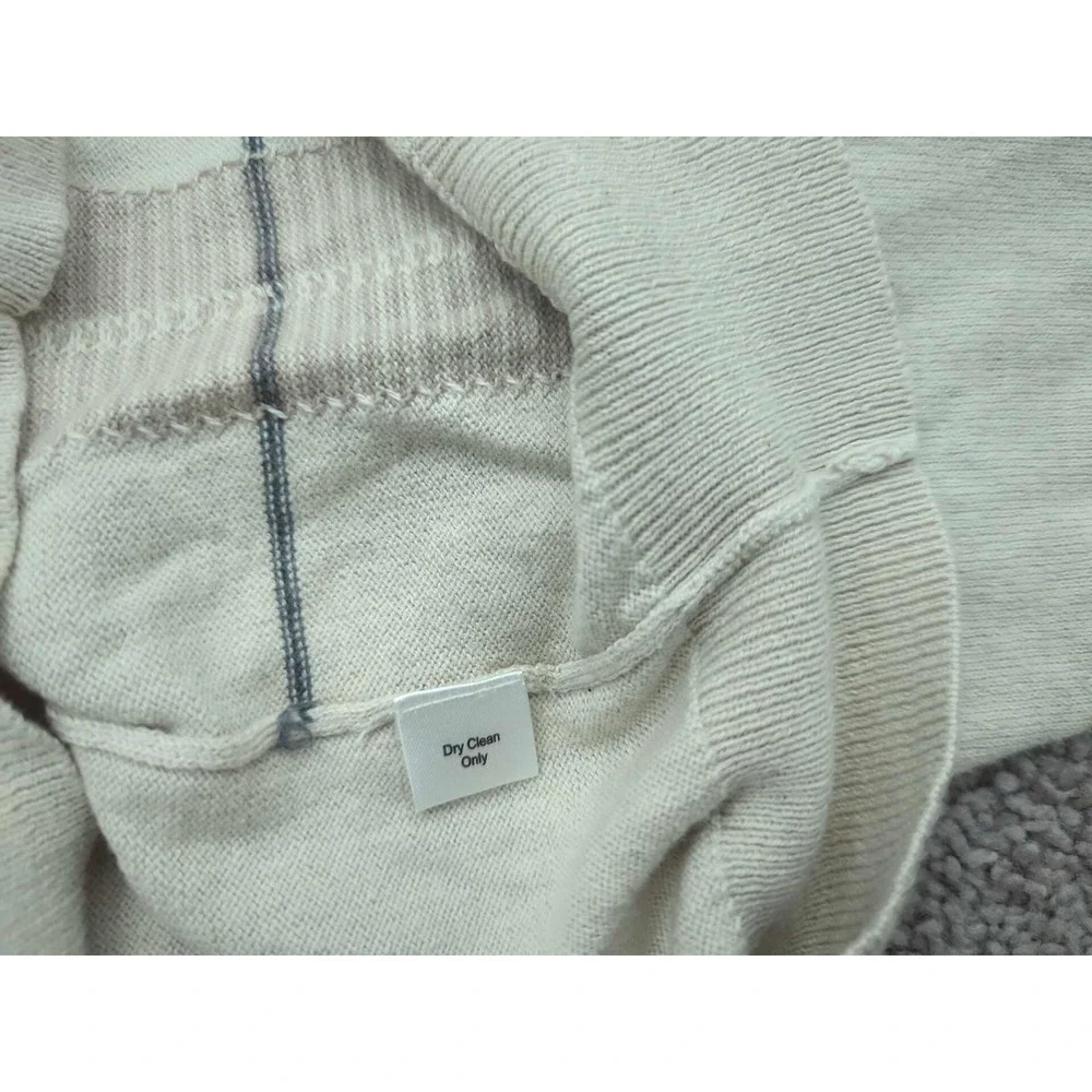 Pronto Uomo Sweater‎ Mens Large Beige Plaid Cotton 5% Cashmere Crewneck Pullover